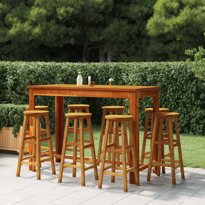 9 Piece Garden Bar Set Solid Wood Acacia