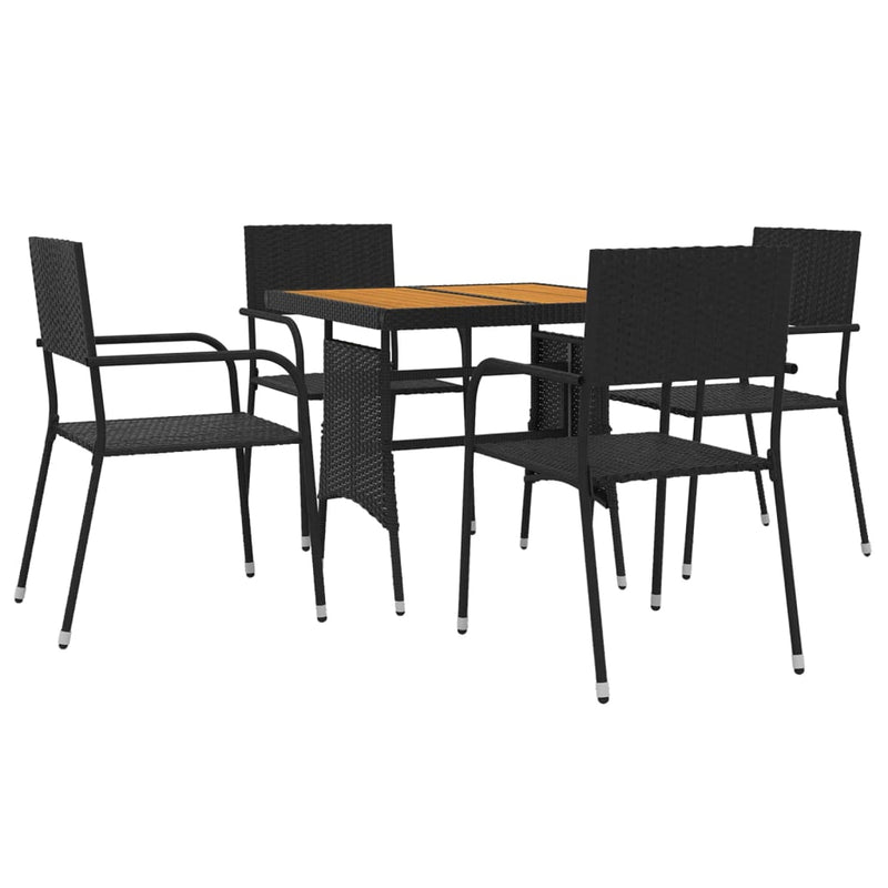 5 Piece Outdoor Dining Set Poly Rattan Black