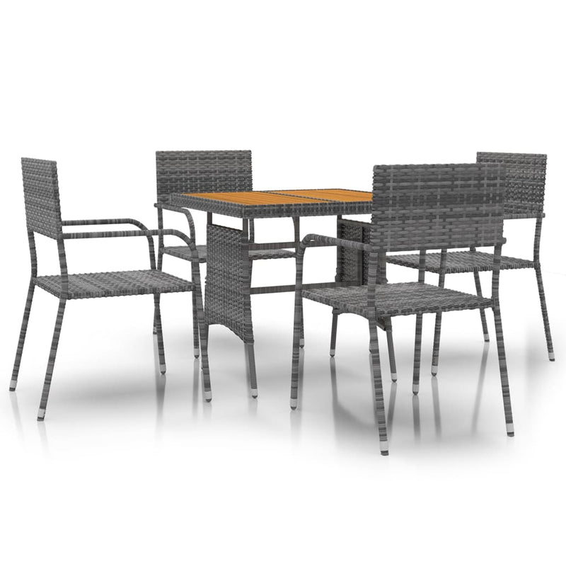 5 Piece Outdoor Dining Set Poly Rattan Grey