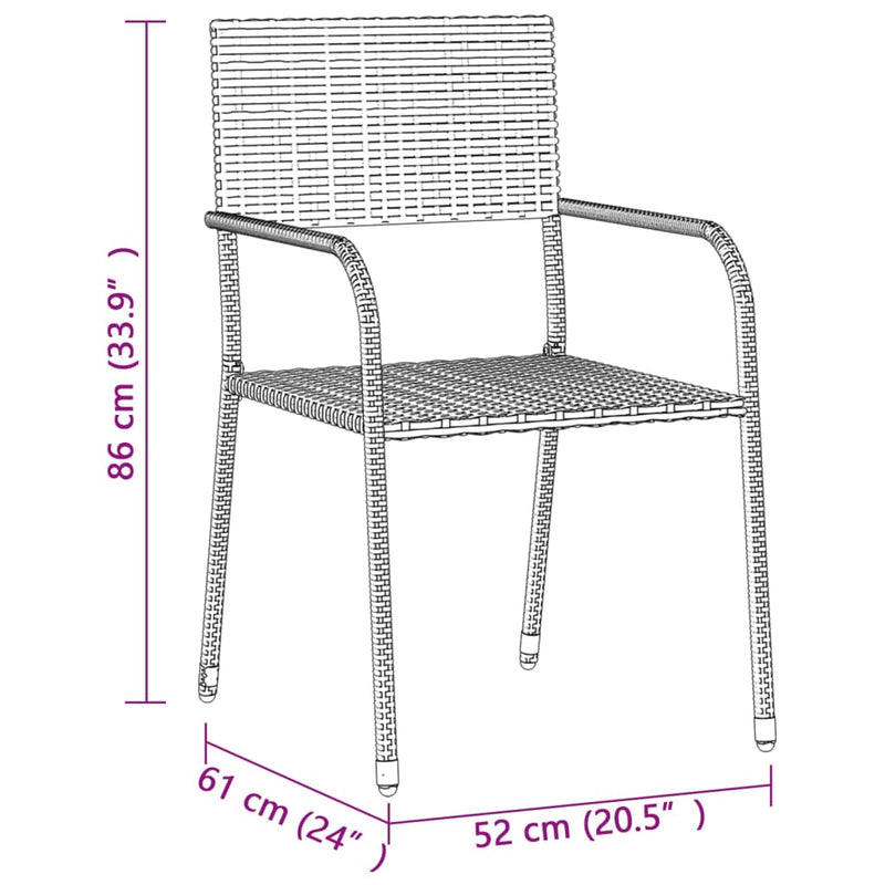 5 Piece Outdoor Dining Set Poly Rattan Black