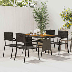 5 Piece Outdoor Dining Set Poly Rattan Black 4