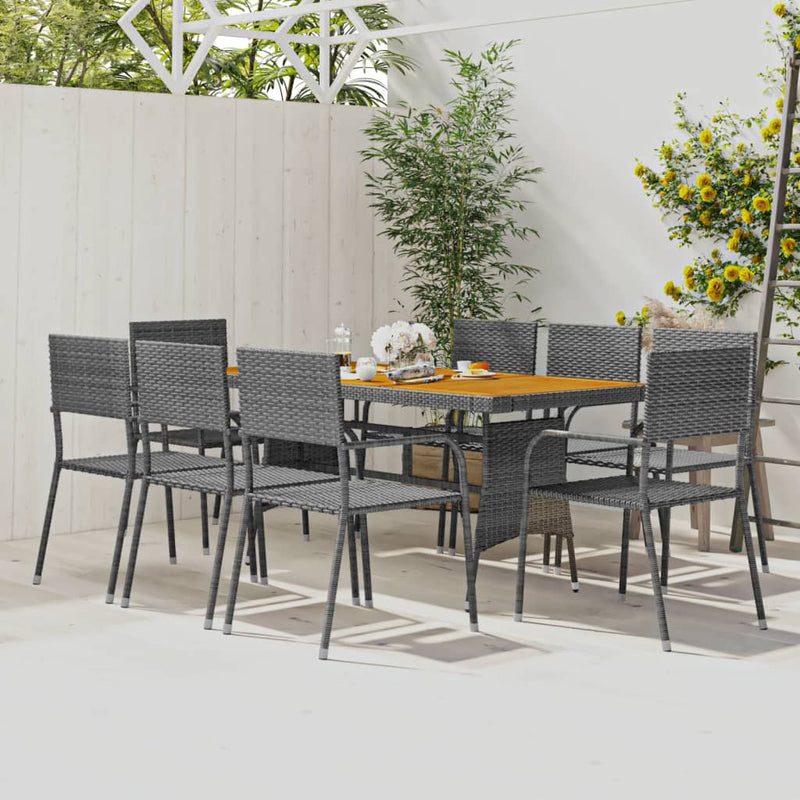 9 Piece Outdoor Dining Set Poly Rattan Grey