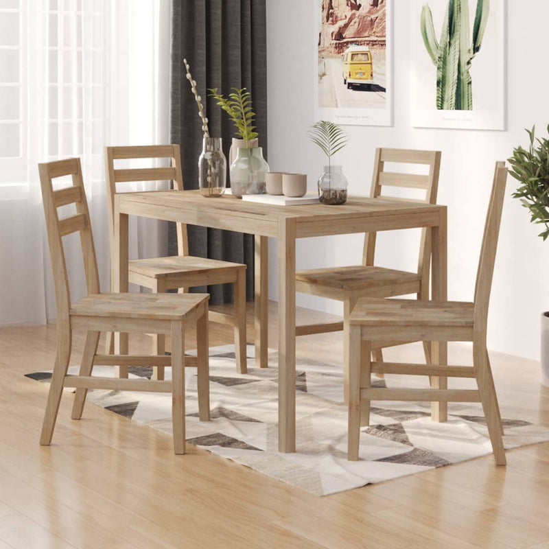 5 Piece Dining Set Solid Wood Acacia