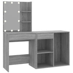 LED Dressing Table with Cabinet Engineered Wood Grey sonoma