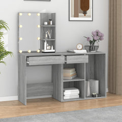 vidaXL LED Dressing Table with Cabinet Grey Sonoma Engineered Wood 3