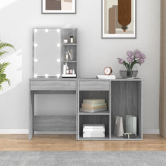 vidaXL LED Dressing Table with Cabinet Grey Sonoma Engineered Wood 4