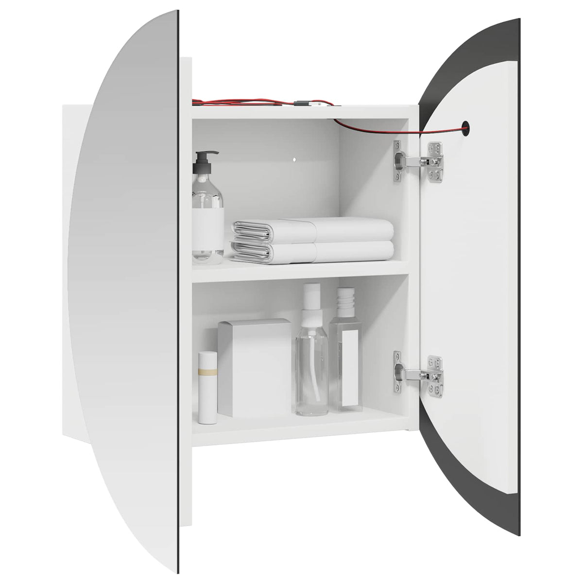 Bathroom Cabinet with Round Mirror&LED 40x40x17,5 cm White 54 cm 54 cm