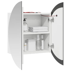 Bathroom Cabinet with Round Mirror&LED 40x40x17,5 cm White 54 cm 54 cm