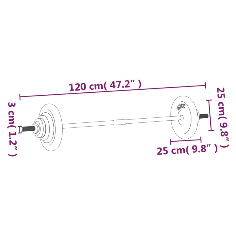 Barbell with Plates Set 30 kg Cast Iron