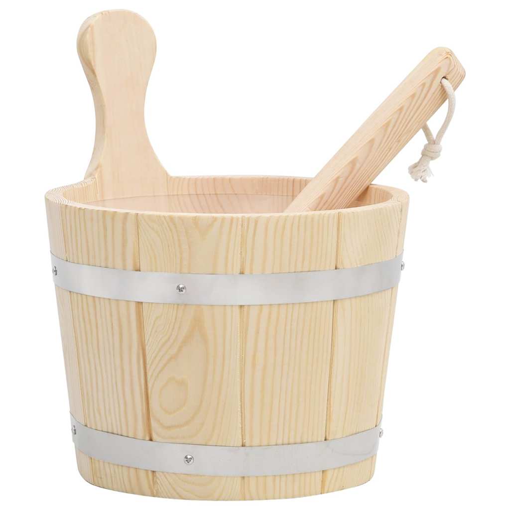 vidaXL Sauna Bucket and Ladle Set Solid Wood Pine 1
