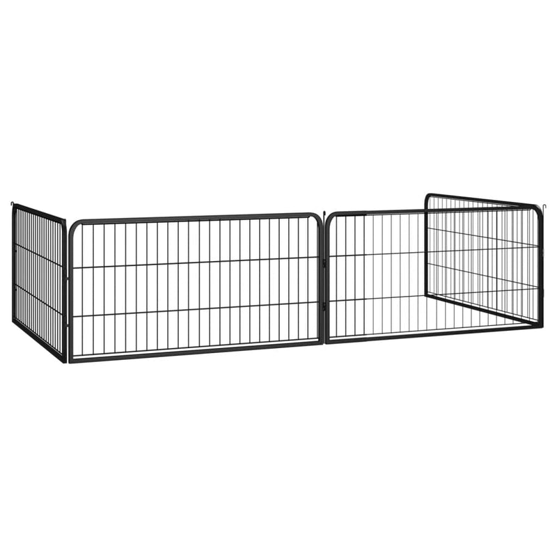 Dog Playpen 4 Panels Black 100x50 cm Powder-coated Steel