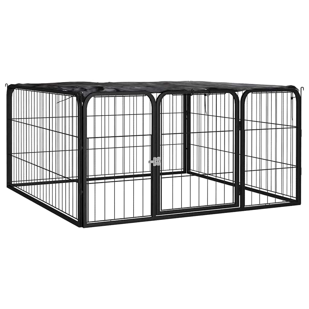 8-Panel Dog Playpen Black 100x50 cm Powder-coated Steel 100 cm 100 cm