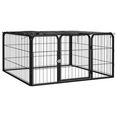 8-Panel Dog Playpen Black 100x50 cm Powder-coated Steel 100 cm 100 cm