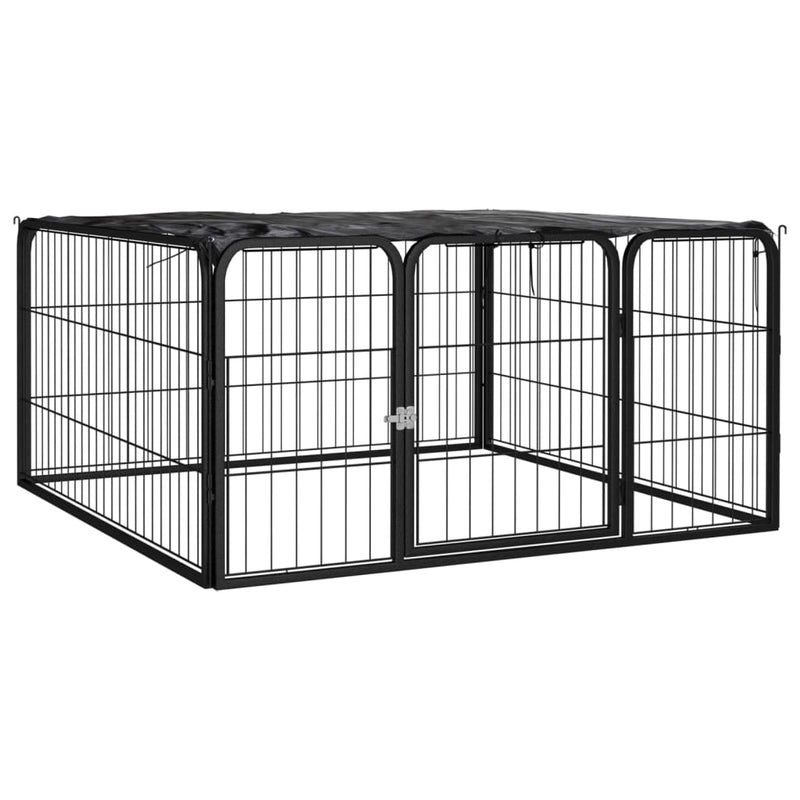 Dog Playpen 4 Panels Black 100x50 cm Powder-coated Steel