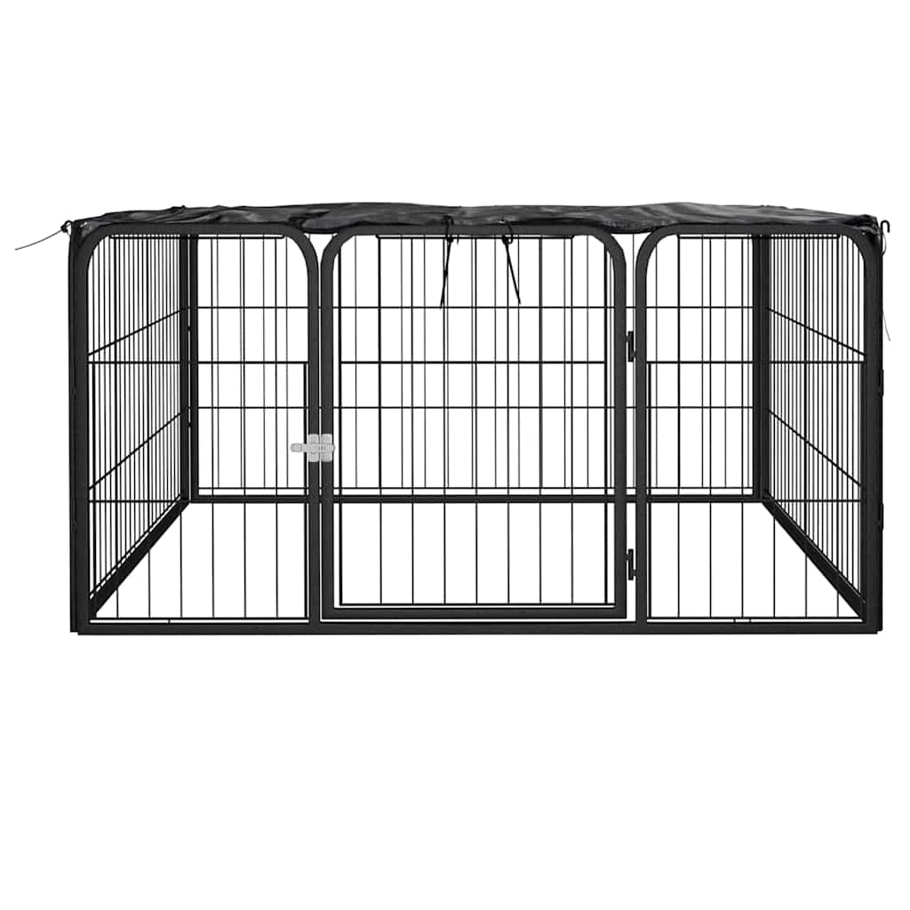 8-Panel Dog Playpen Black 100x50 cm Powder-coated Steel 100 cm 100 cm