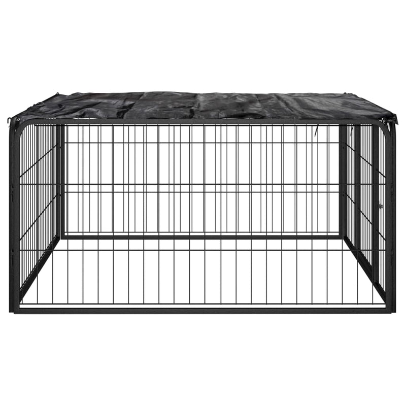 Dog Playpen 4 Panels Black 100x50 cm Powder-coated Steel