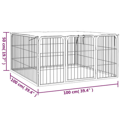 Dog Playpen 4 Panels Black 100x50 cm Powder-coated Steel