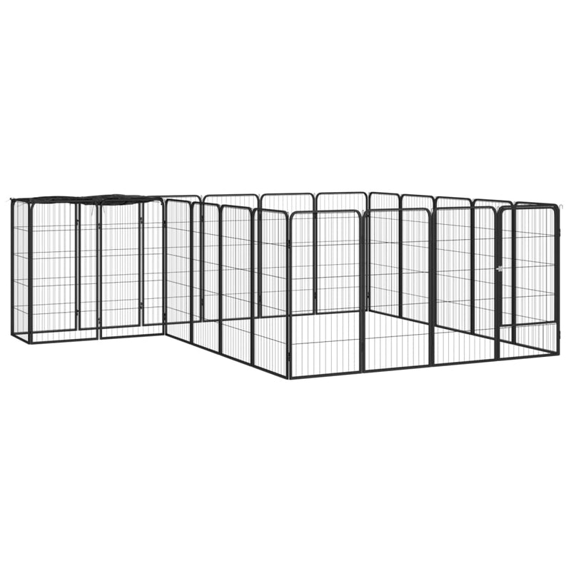 22-Panel Dog Playpen Black 50x100 cm Powder-coated Steel