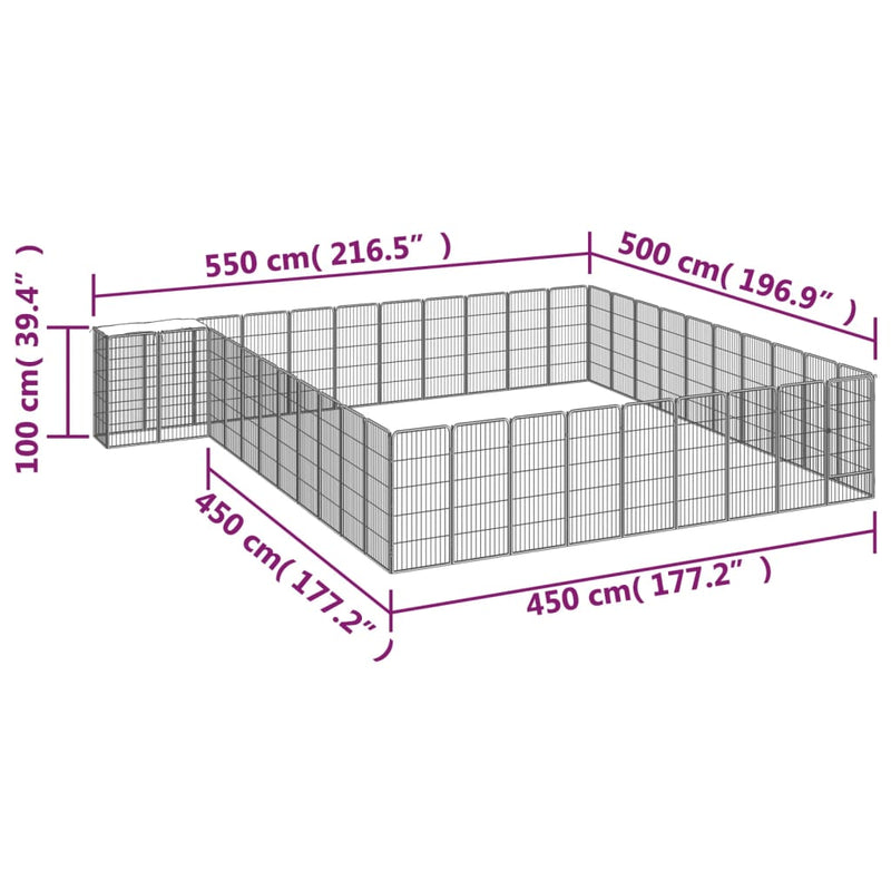 42-Panel Dog Playpen Black 50x100 cm Powder-coated Steel