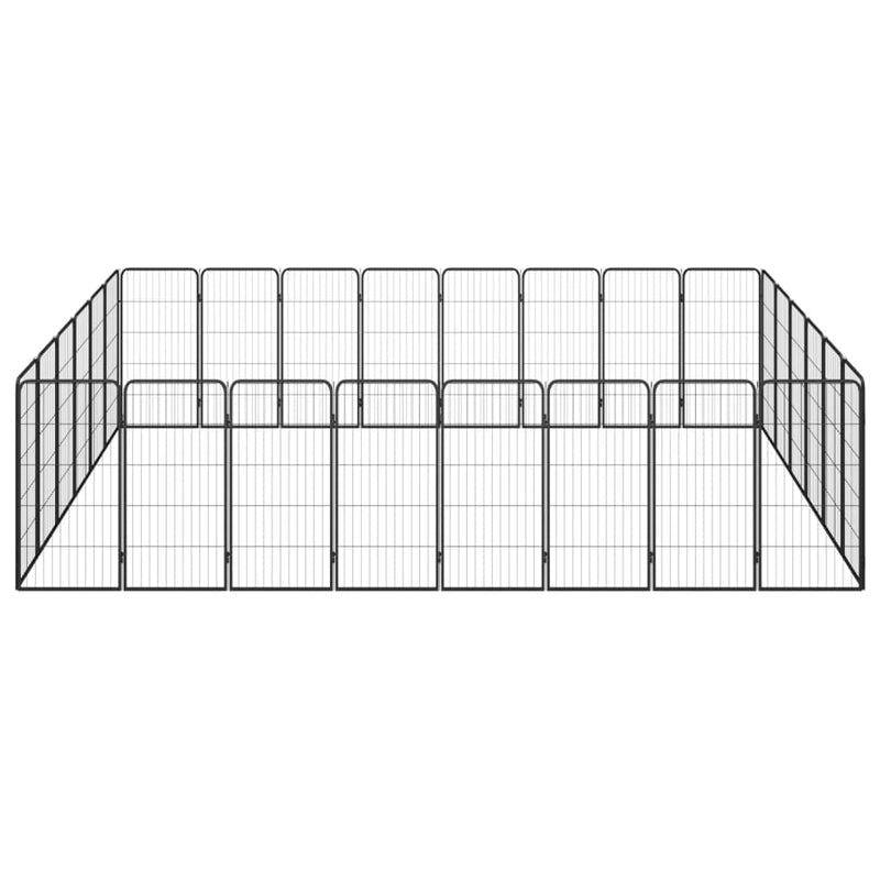 28-Panel Dog Playpen Black 50x100 cm Powder-coated Steel