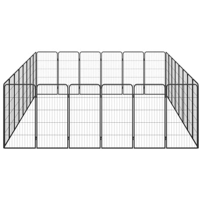 28-Panel Dog Playpen Black 50x100 cm Powder-coated Steel