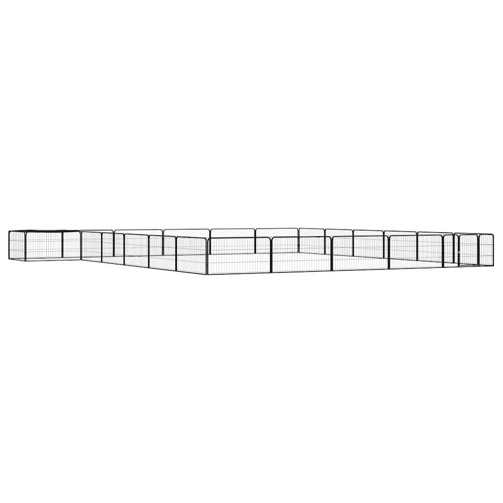 8-Panel Dog Playpen Black 100x50 cm Powder-coated Steel 600 cm 600 cm