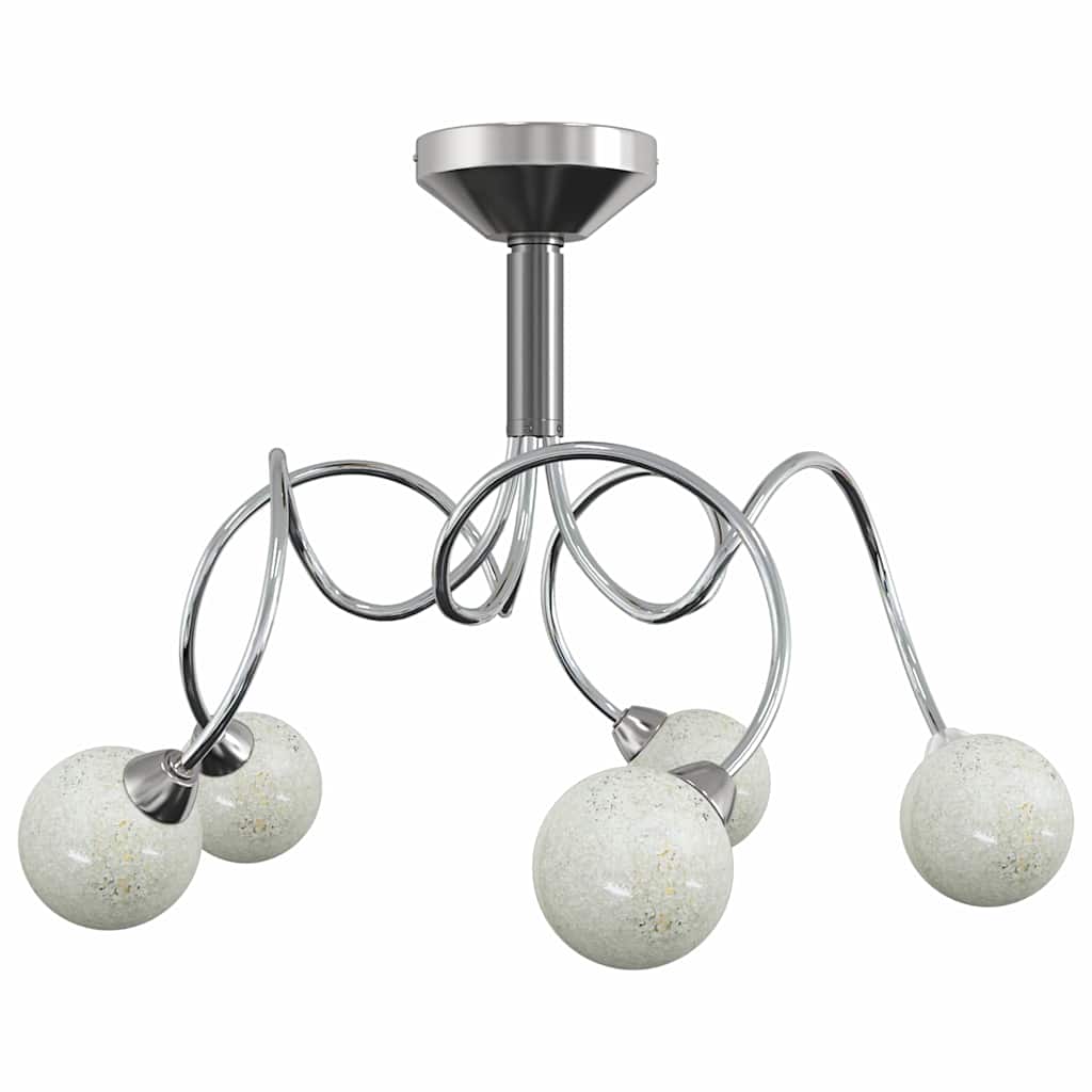 vidaXL Ceiling Lamp with Round Glass Shades for 5 G9 LED Lights 2