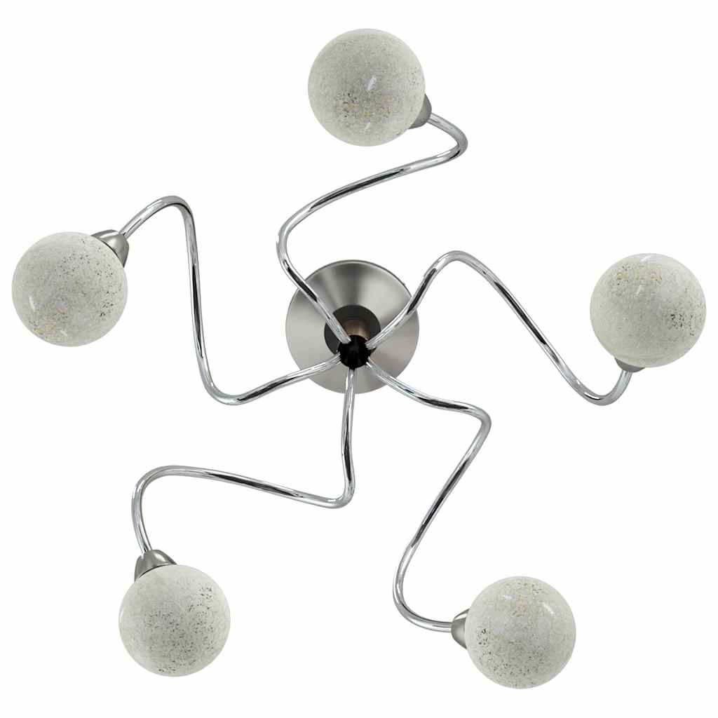 vidaXL Ceiling Lamp with Round Glass Shades for 5 G9 LED Lights 4