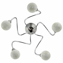 vidaXL Ceiling Lamp with Round Glass Shades for 5 G9 LED Lights 4
