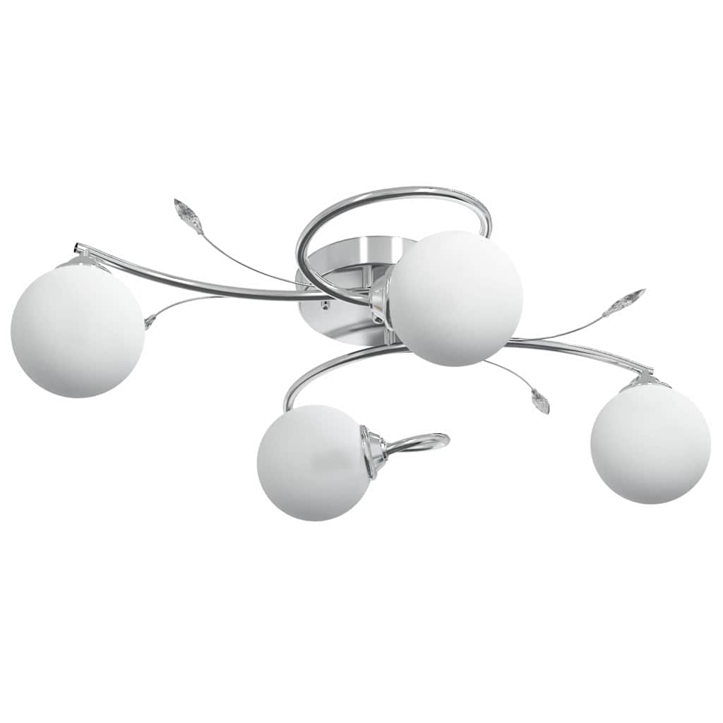 vidaXL Ceiling Lamp with Round Glass Shades for 4 G9 LED Lights 2