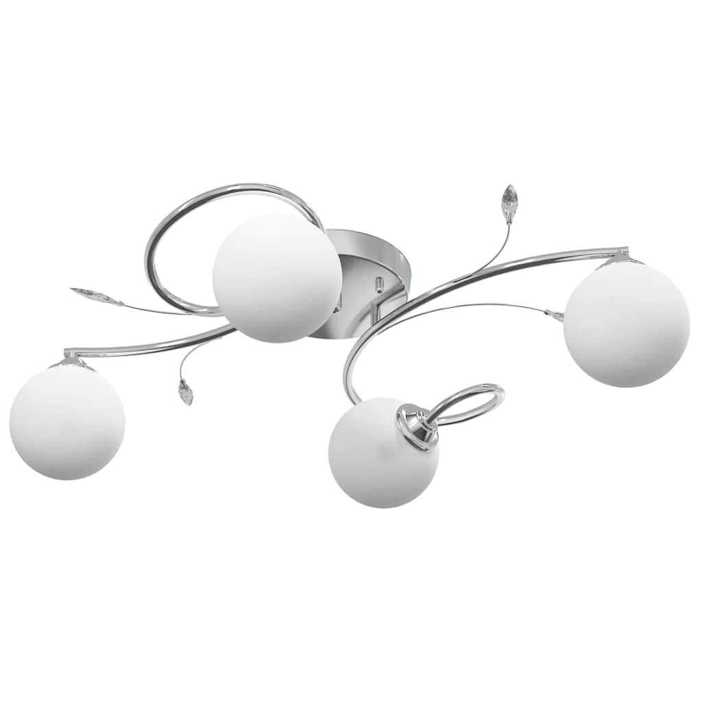 vidaXL Ceiling Lamp with Round Glass Shades for 4 G9 LED Lights 4