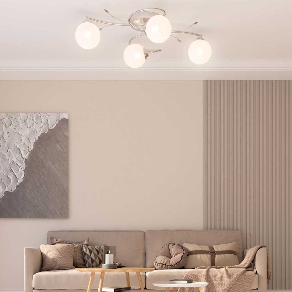 vidaXL Ceiling Lamp with Round Glass Shades for 4 G9 LED Lights 1