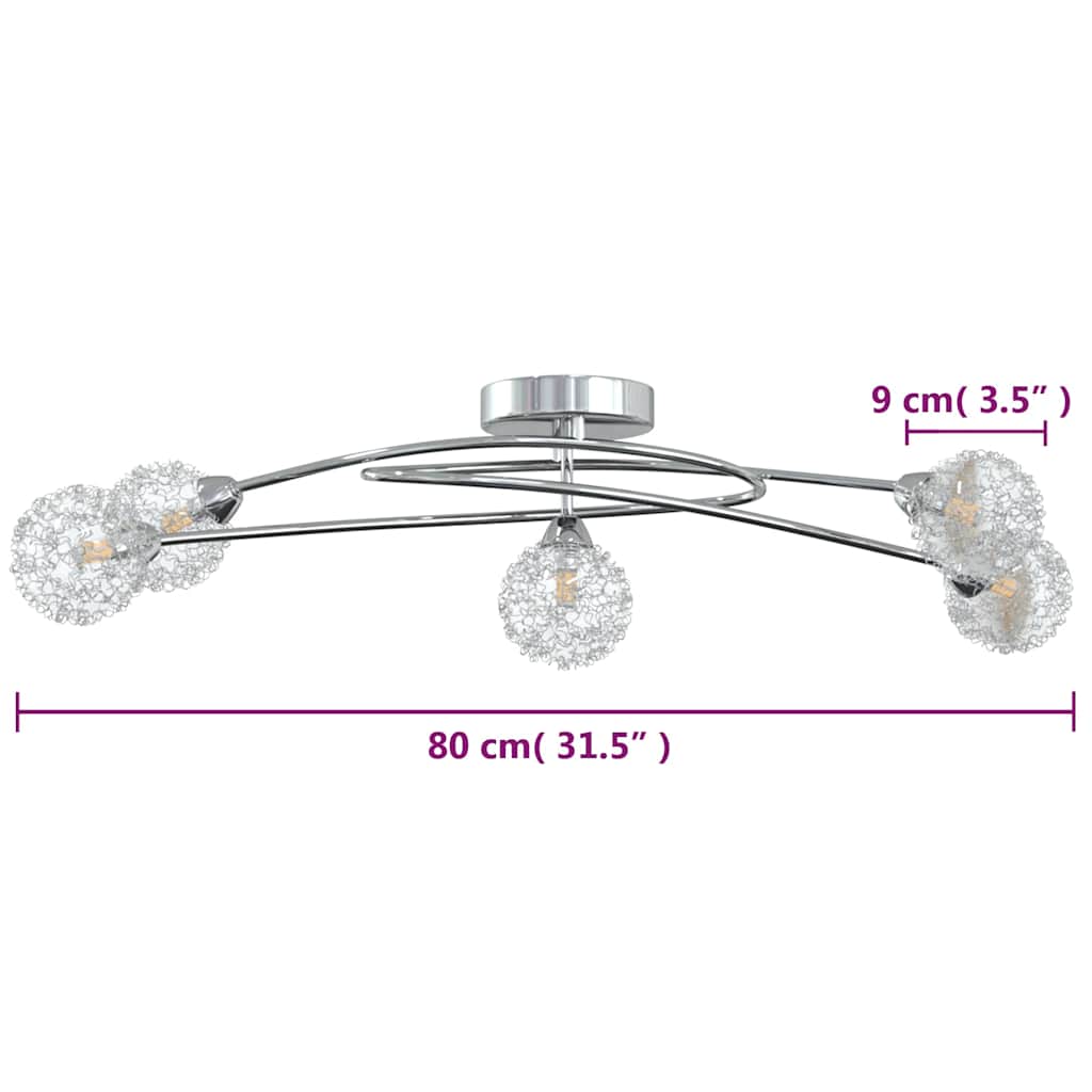 vidaXL Ceiling Lamp with Mesh Wire Shades for 5 G9 LED Lights 6