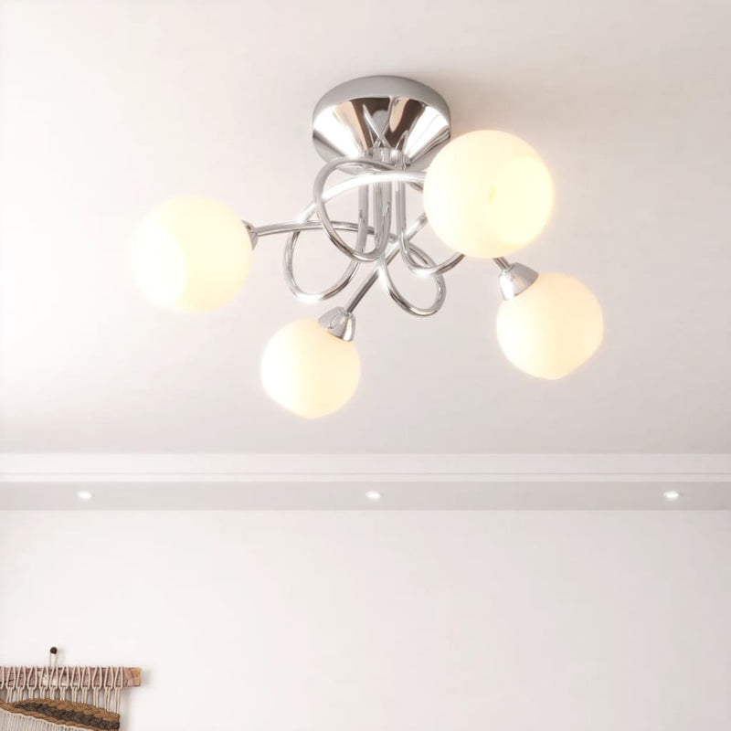 Ceiling Lamp with Round Ceramic Shades for 4 G9 LED Lights