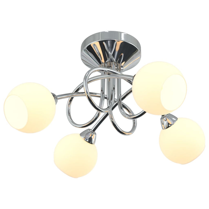 Ceiling Lamp with Round Ceramic Shades for 4 G9 LED Lights