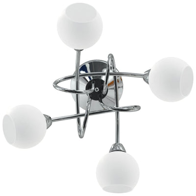 Ceiling Lamp with Round Ceramic Shades for 4 G9 LED Lights