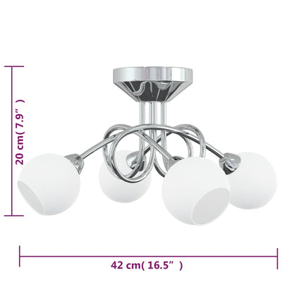 Ceiling Lamp with Round Ceramic Shades for 4 G9 LED Lights