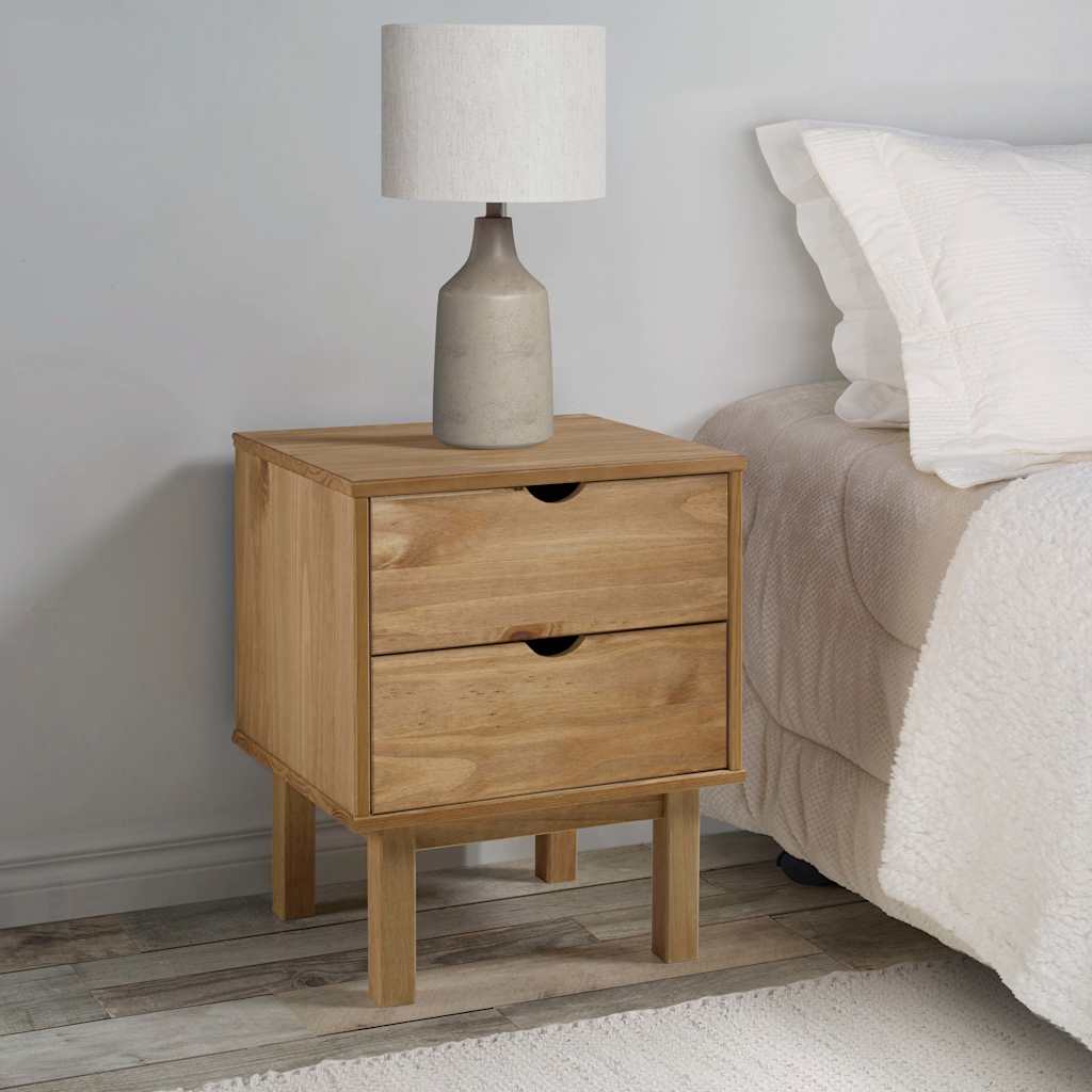 Bedside Cabinet "OTTA" 45x39x57 cm Solid Wood Pine Brown