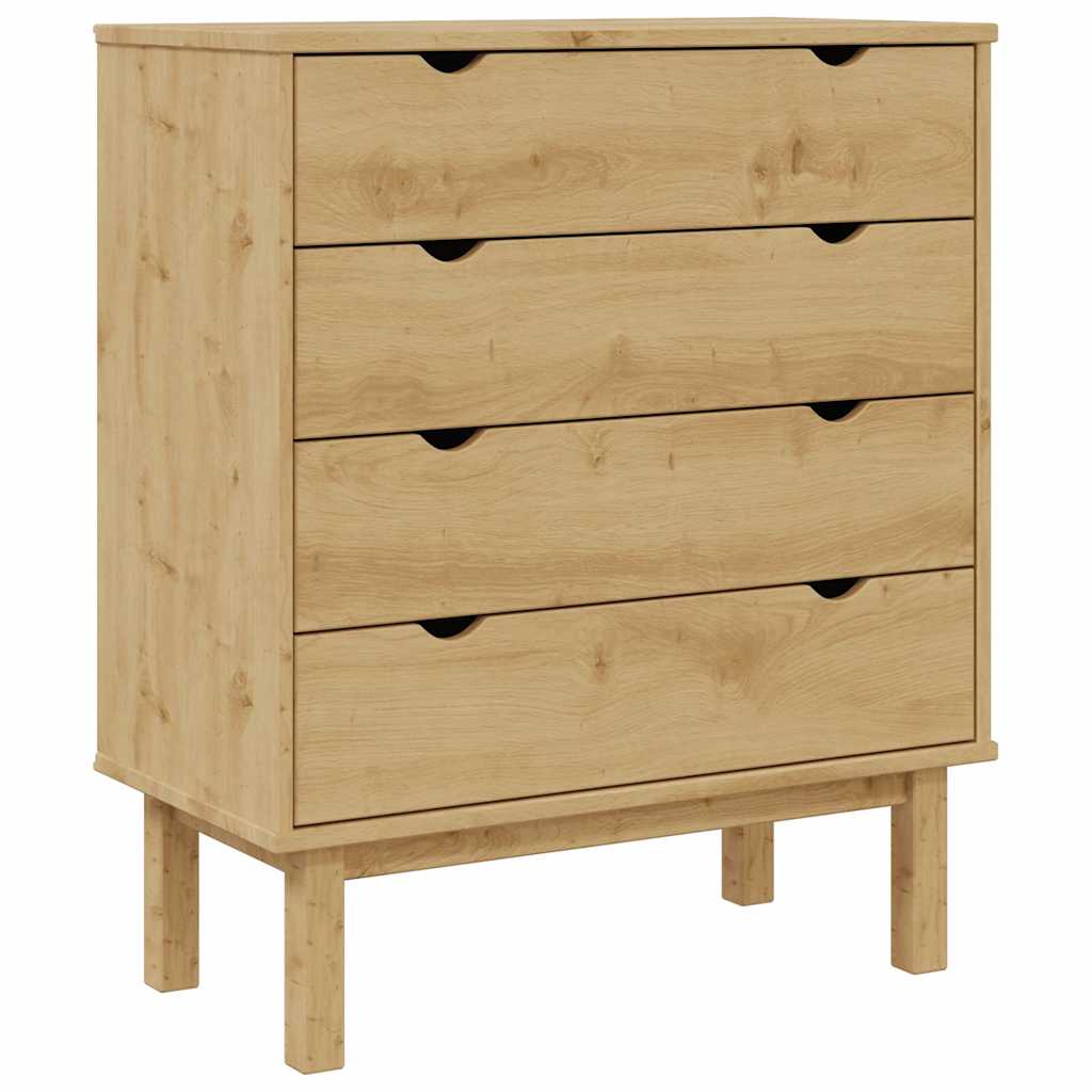 Drawer Cabinet"OTTA" 76,5x39,5x90cm Solid Wood Pine Brown