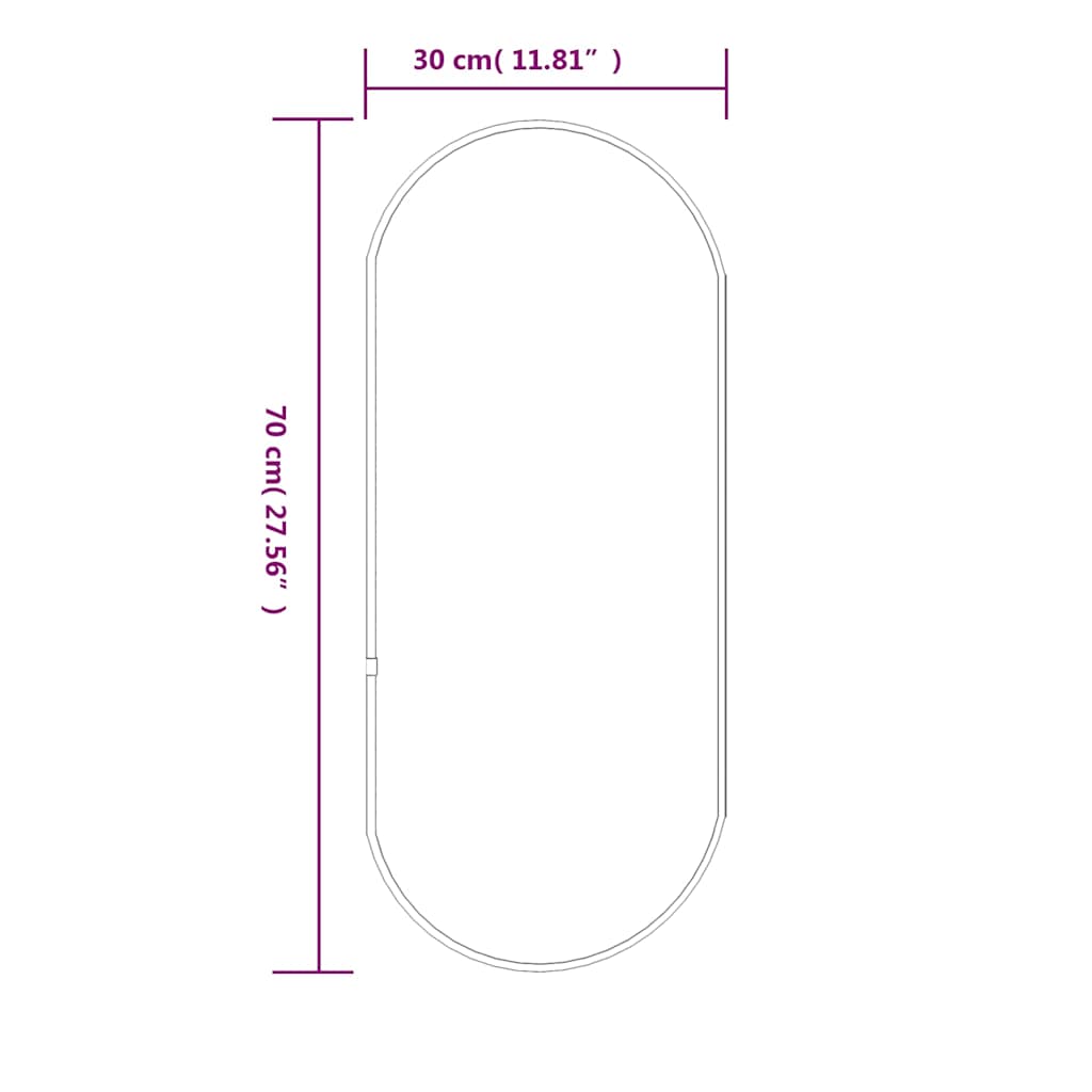 vidaXL Wall Mirror Silver 70x30 cm Oval 6