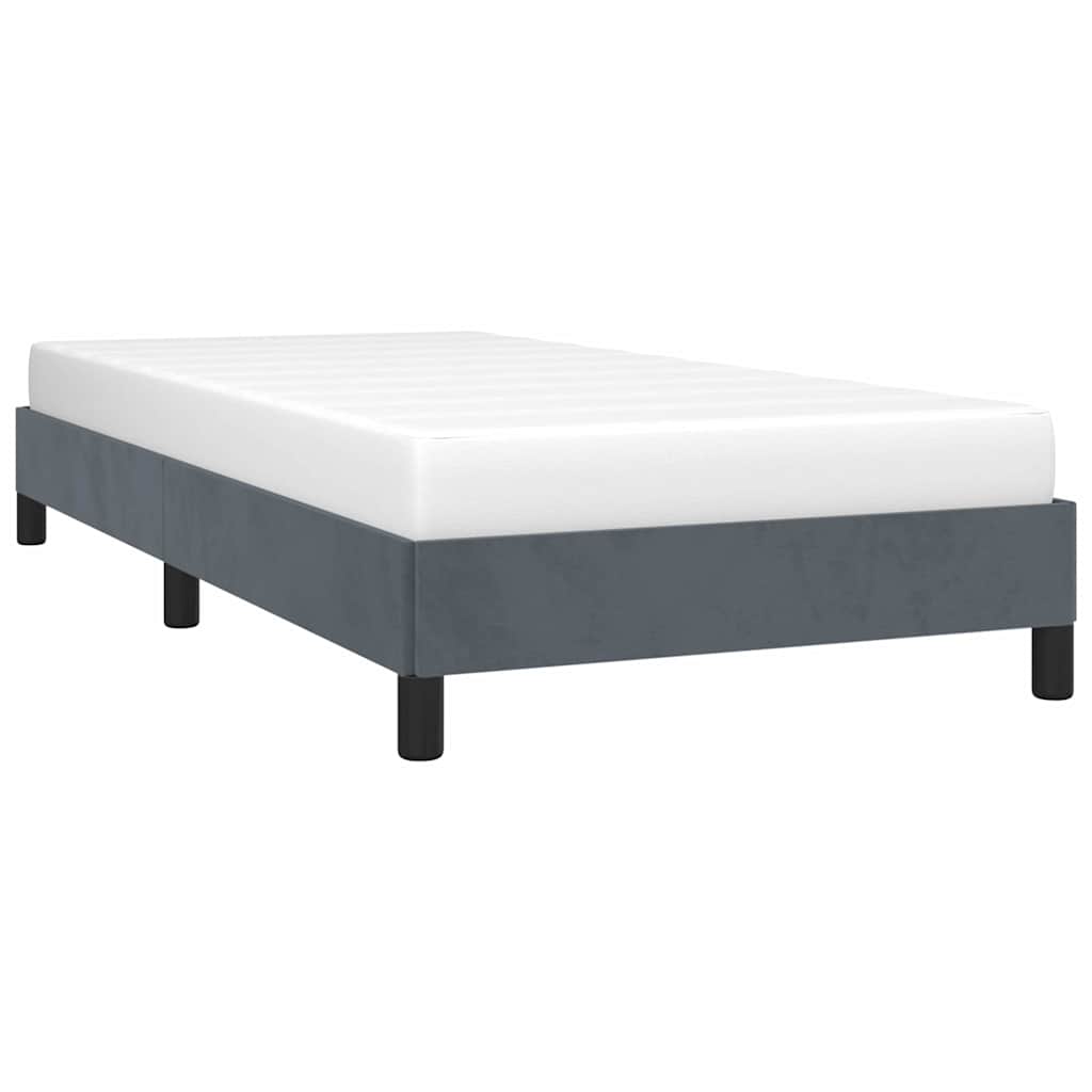 Bed Frame without Mattress Twin Velvet Dark grey