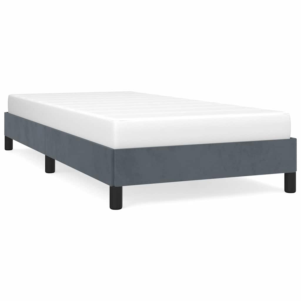 Bed Frame without Mattress Twin Velvet Dark grey 100 x 203 cm