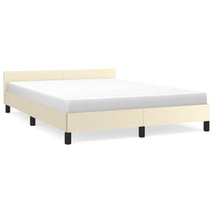 vidaXL Bed Frame with Headboard without Mattress Cream 140x190 cm 2