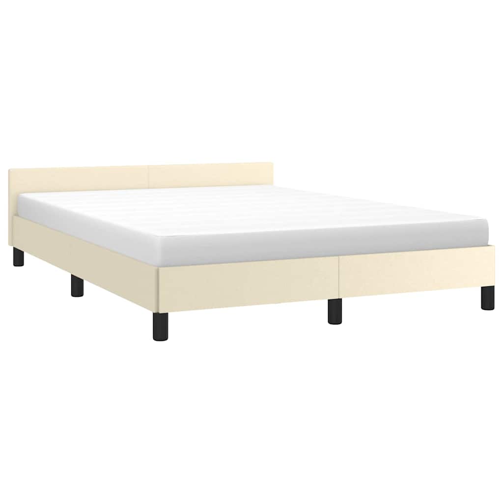 vidaXL Bed Frame with Headboard without Mattress Cream 140x190 cm 3
