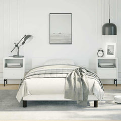 Bed Frame without Mattress Faux Leather White Twin