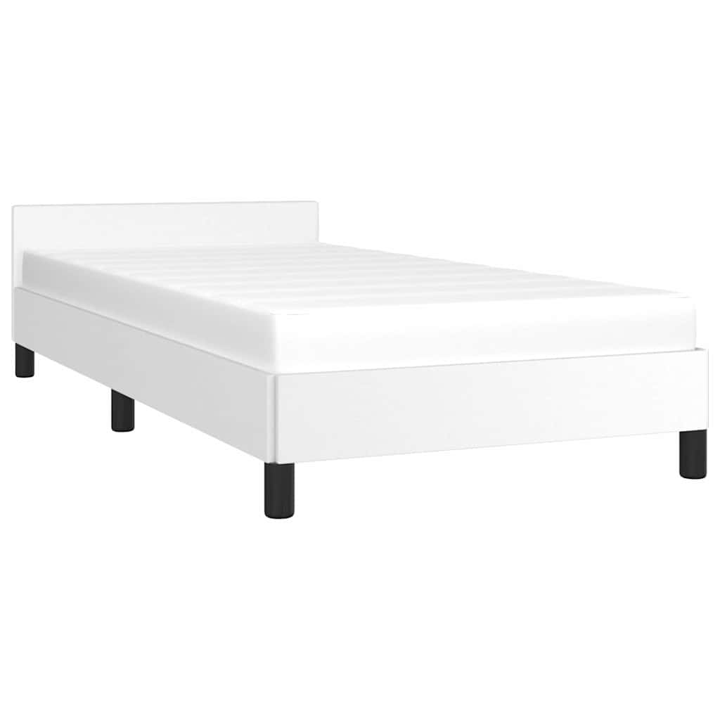 Bed Frame without Mattress Faux Leather White Twin XL
