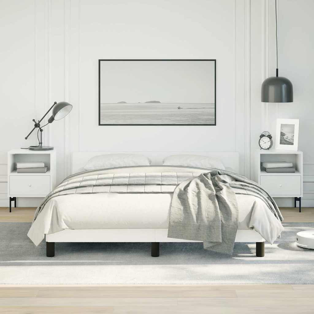 Bed Frame without Mattress Faux Leather White
