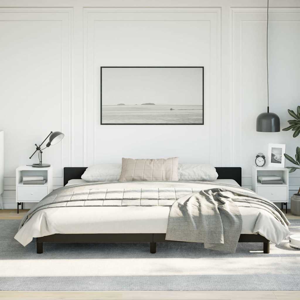 Bed Frame without Mattress Faux Leather Black King