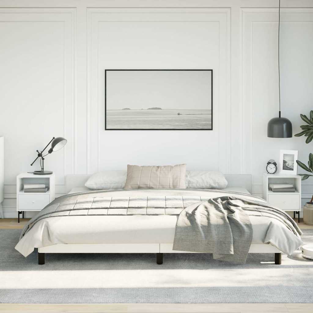 Bed Frame without Mattress Faux Leather White King