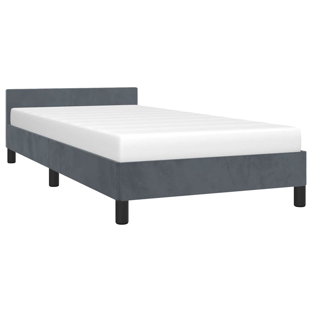 Bed Frame without Mattress Velvet Dark grey Twin XL